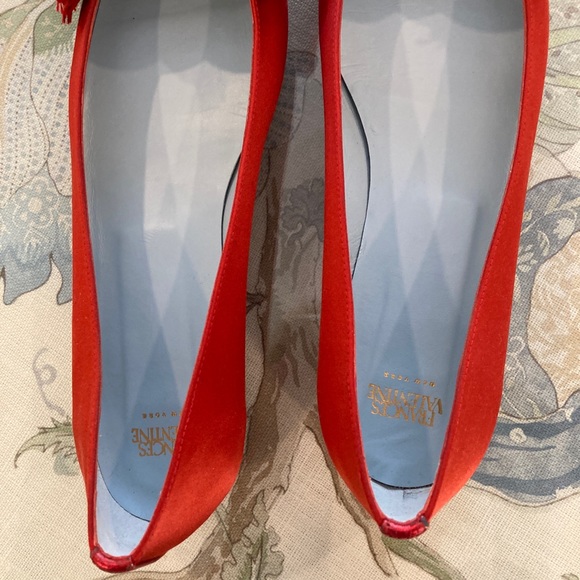 SOLD: Frances Valentine Frances 2 Red Satin Flats - Picture 6 of 12